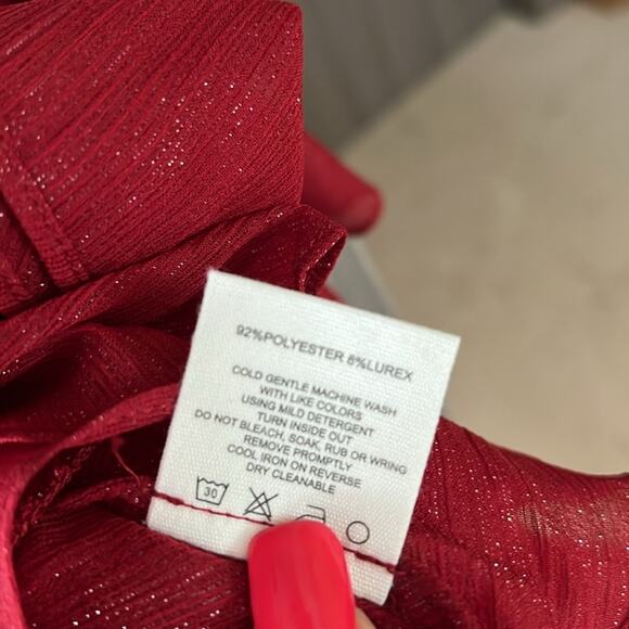 NWT REVOLVE RUMORED Tango tank top tiered chiffon red sparkle M - Picture 7 of 8